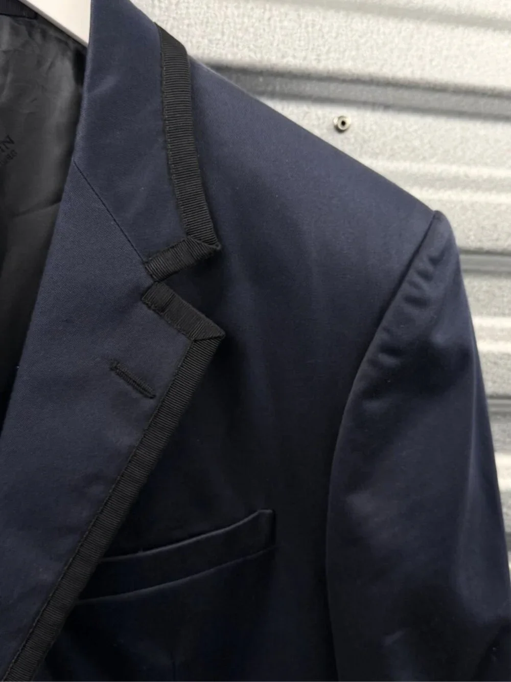 LANVIN Dark Blue Black Grosgrain Trim Blazer Jacket ALBER ELBAZ ERA